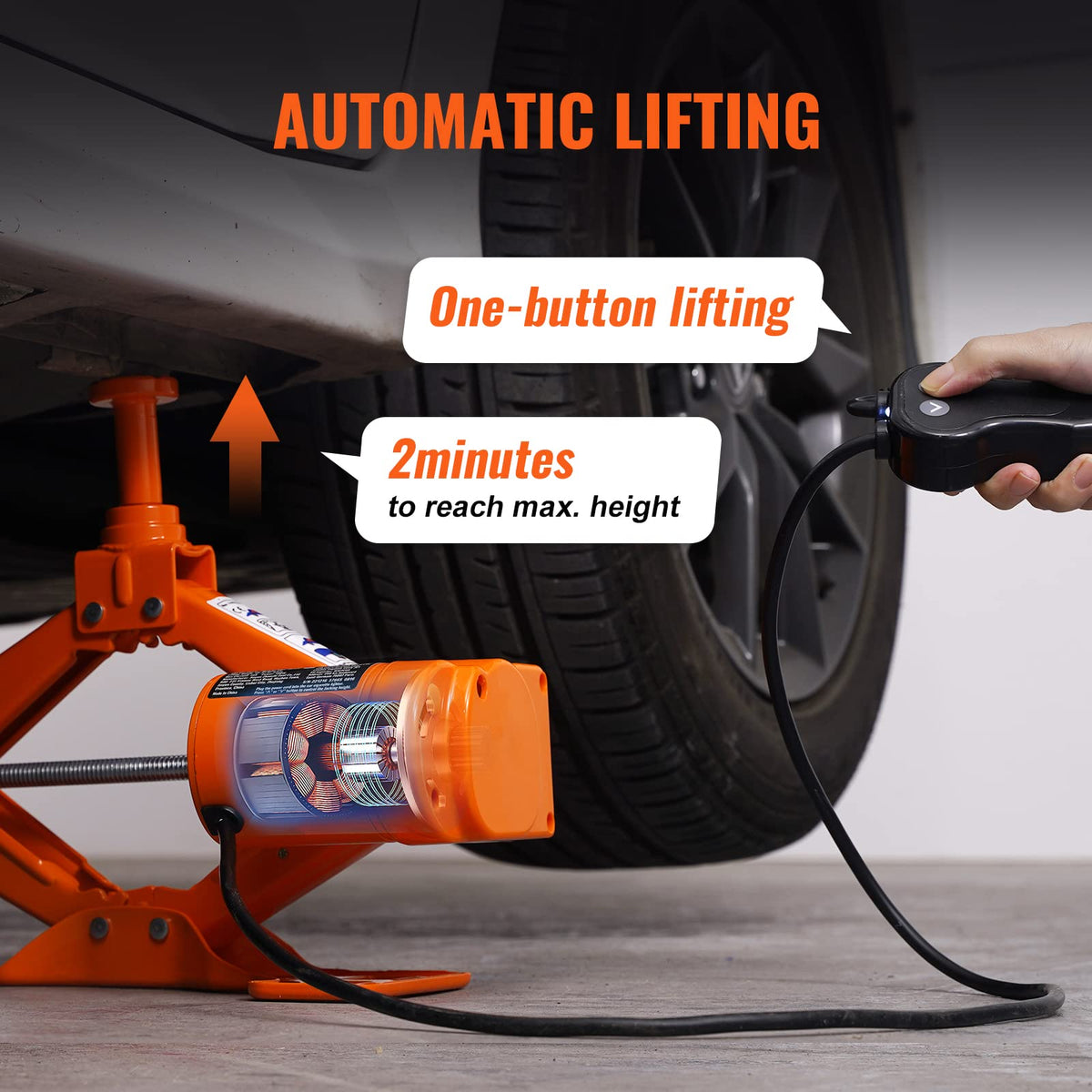 12V Electric Scissor Car Jack 3 Tons with Impact Wrench U732