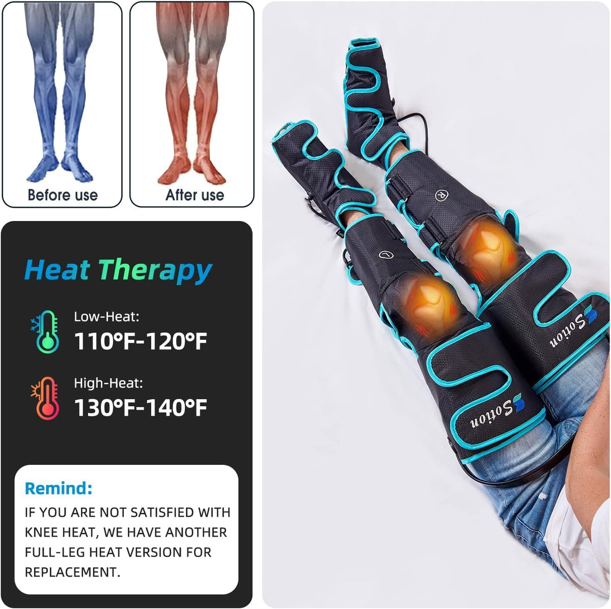 Air Compression Heat Leg Massager V2732