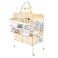 Light Beige Foldable Baby Changing Table with 2 Fabric Drawers K19018
