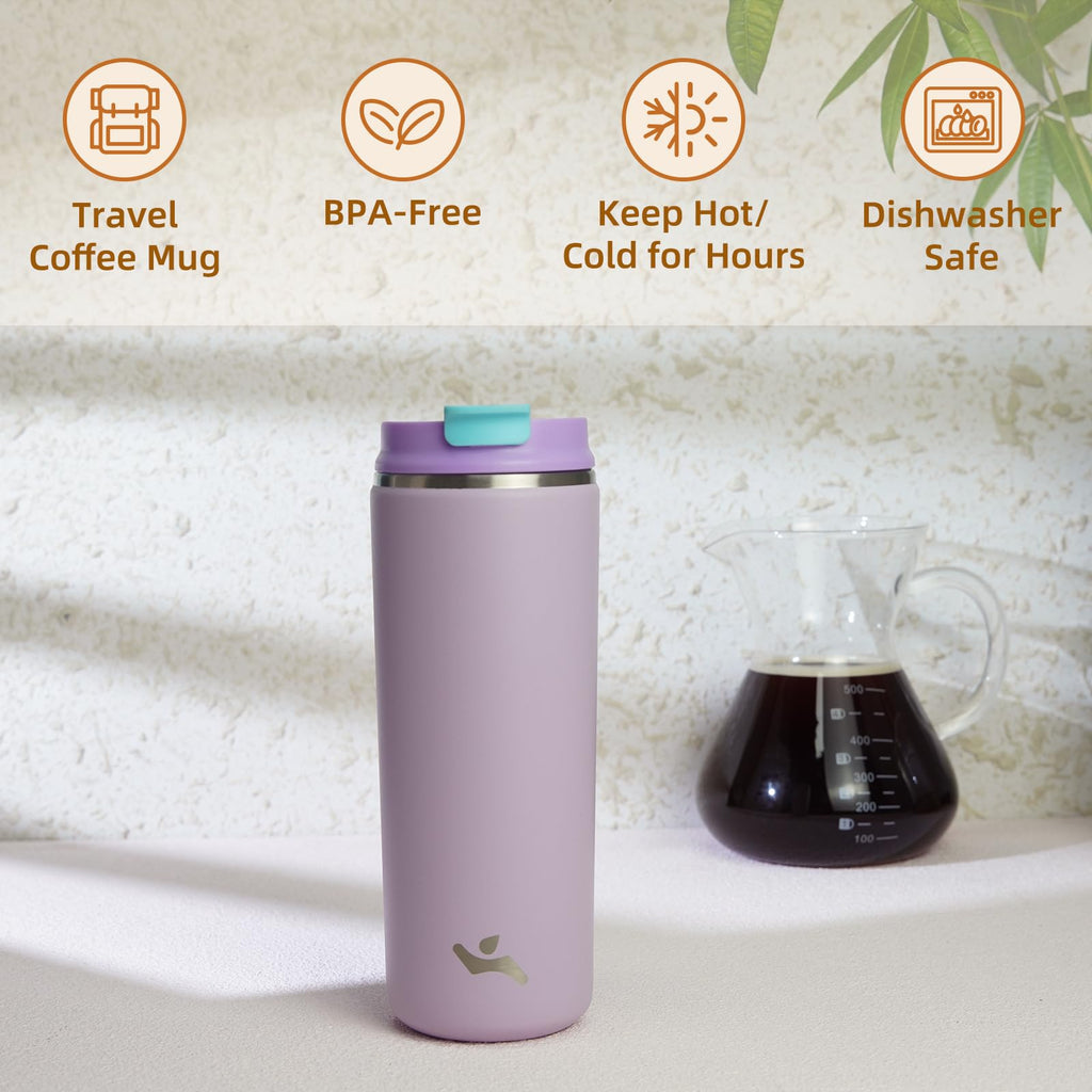 16oz Insulated Stainless Travel Coffee Mug with Lid O161