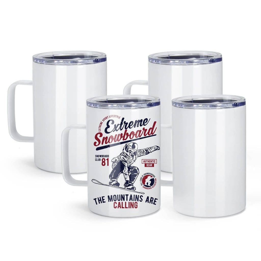 16oz Stainless Steel Sublimation Mug with Lid, 4 Pack Q991900