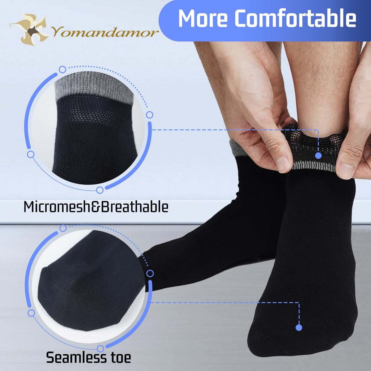 Womens Diabetic Crew Socks Seamless Toe 6 Pairs Q9904