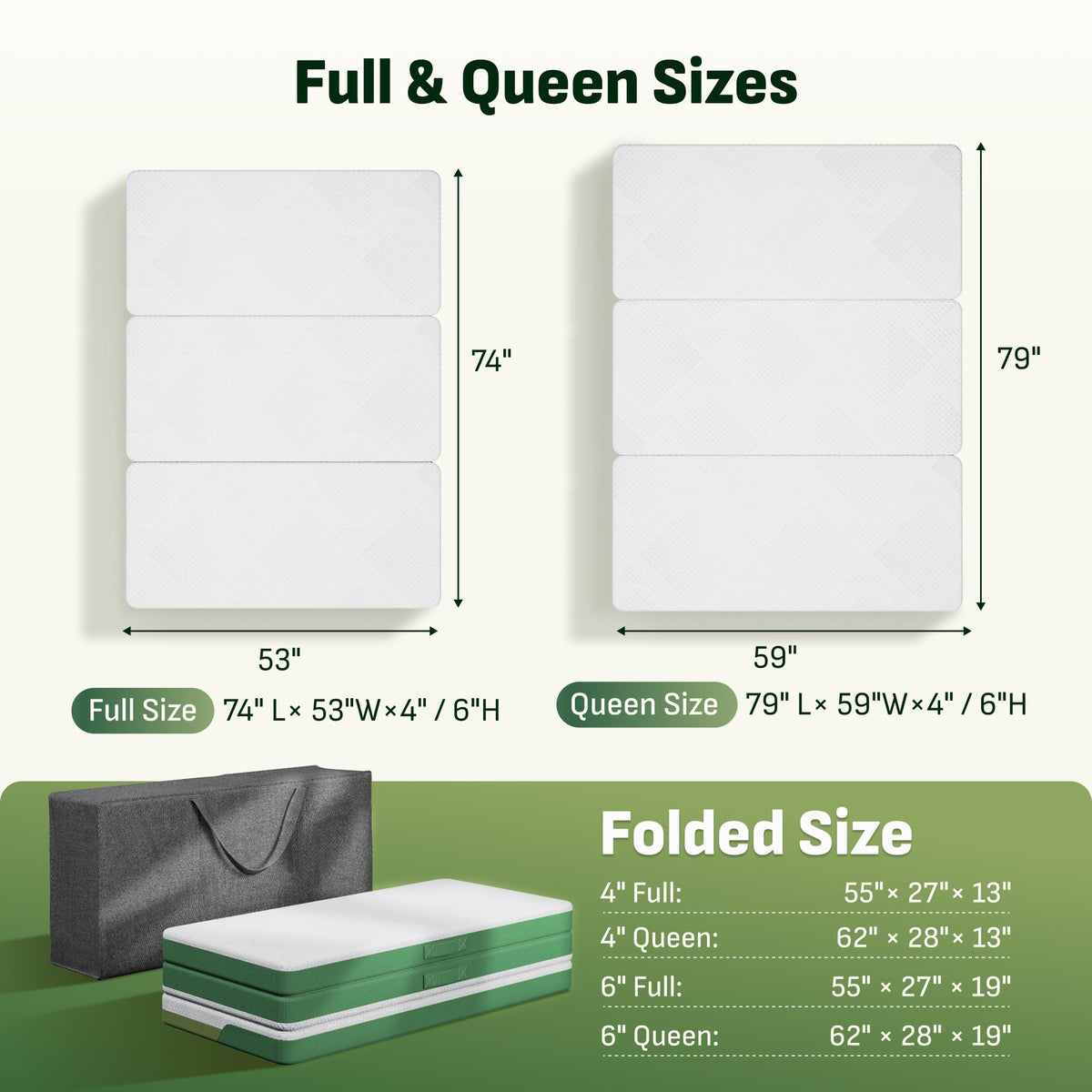 Tri-Fold Mattress Full 6 Inch Memory Foam I814409