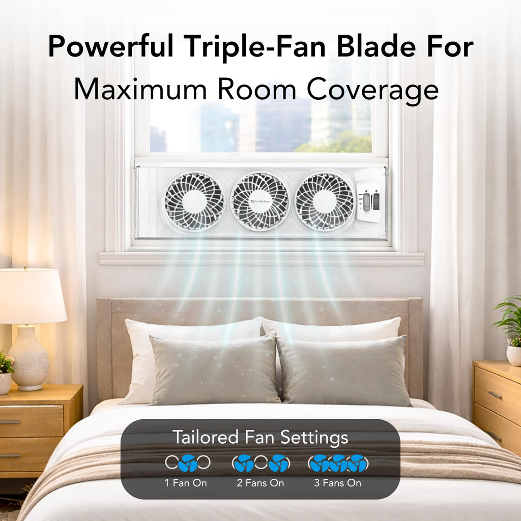 Triple Window Fan with 3-Speeds & Expandable Width D60000