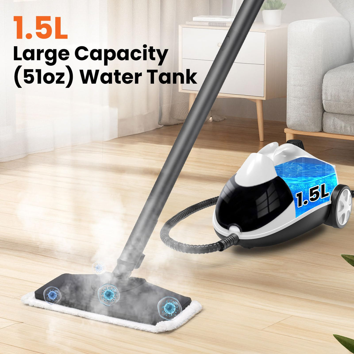 1.5L 6-in-1 Steam Cleaner with 8 Accessories K77718