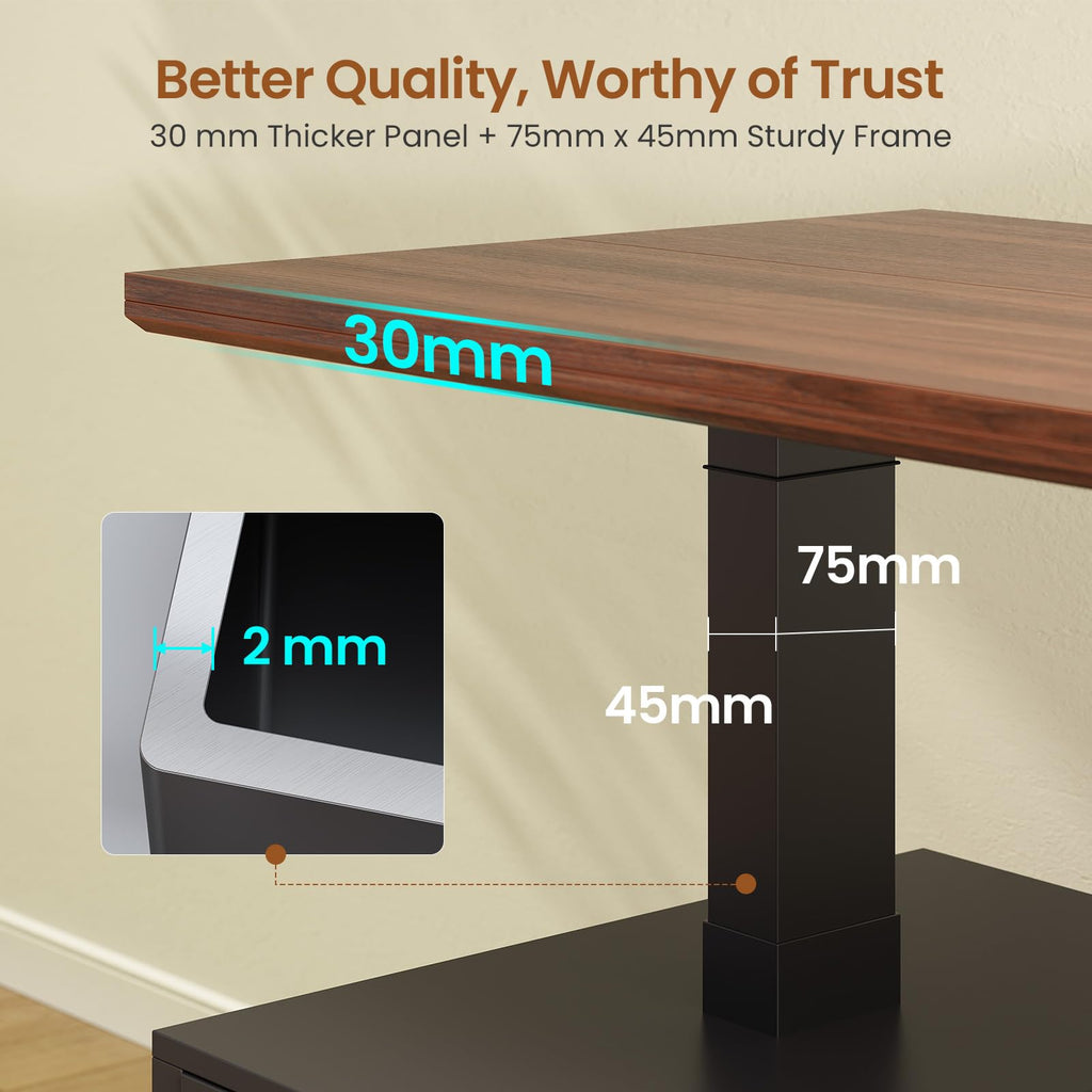 63" Farmhouse Electric Standing Desk with 3 Drawers N660215