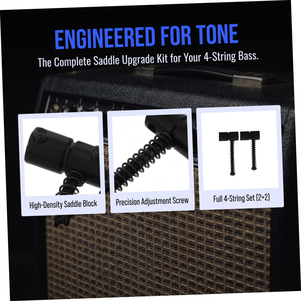 Metal Bass Guitar Bridge Saddles, 4-string, 2 Sets Black K806