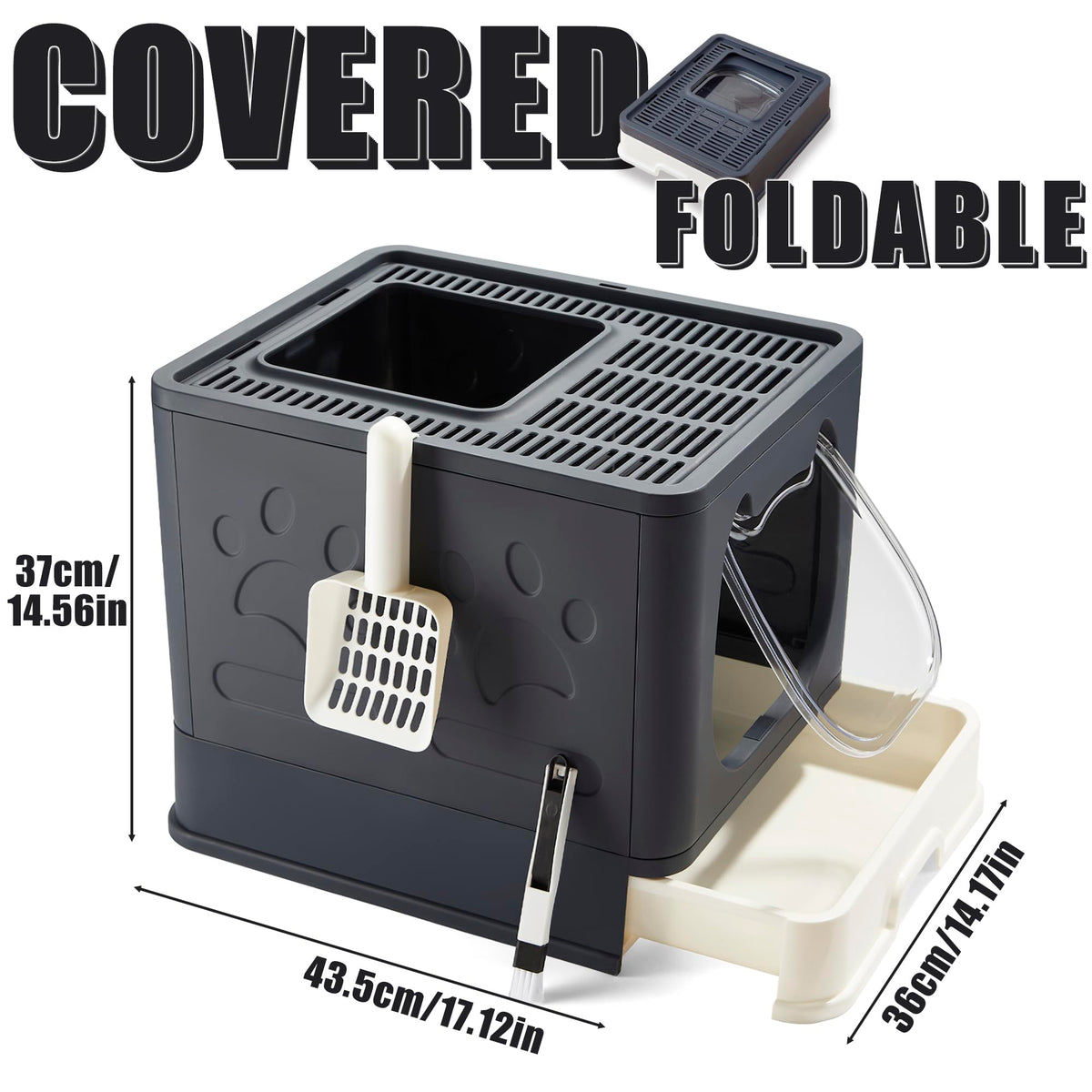Enclosed Cat Litter Box with Lid and Scoop V828352