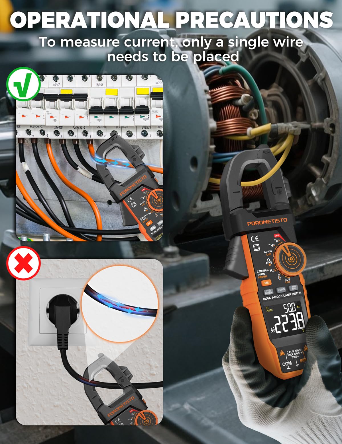 Clamp Meter 6000 Counts 1000A M176365