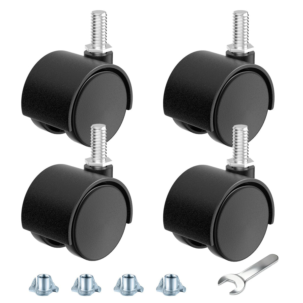 2 Inch Black Swivel Stem Casters Set of 4 P403234