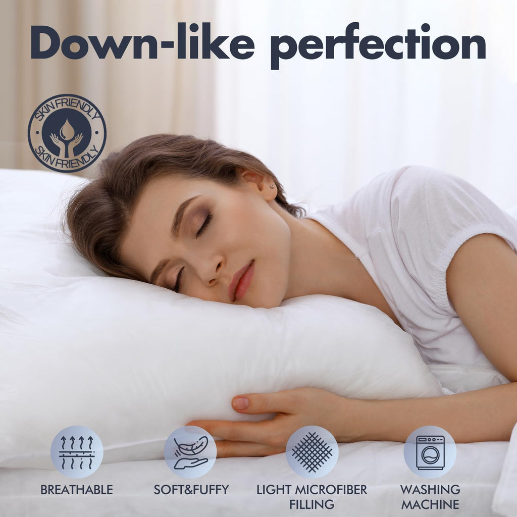 Soft Fluffy Queen Size Bed Pillows Set of 2 Cotton Cover U425526