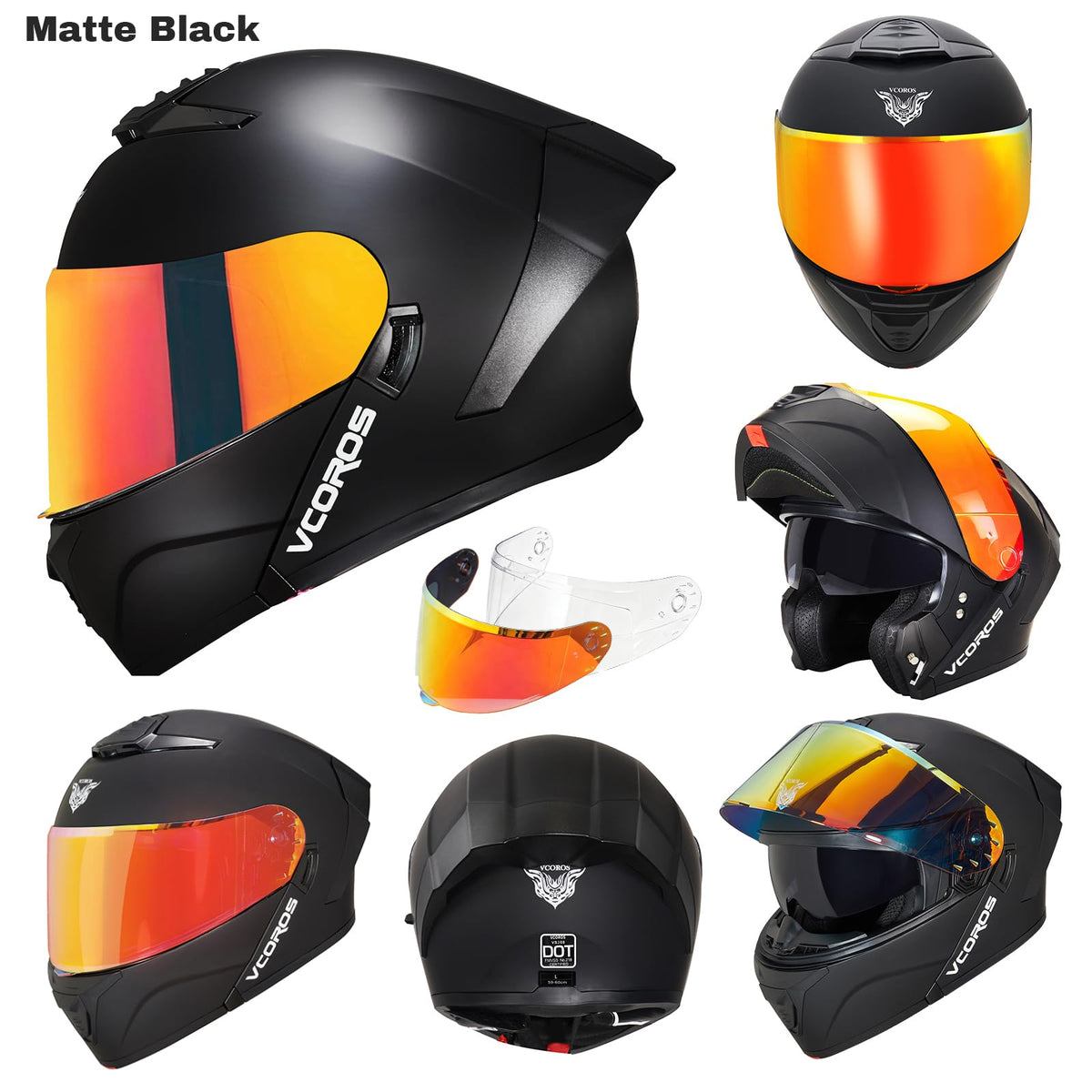 Flip Up Modular Motorcycle Helmet Dual Visor B4860