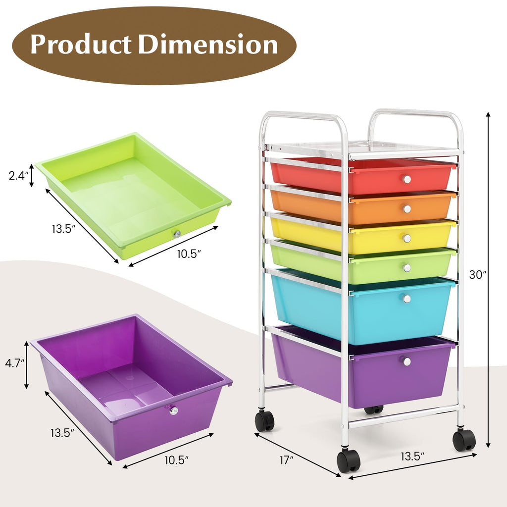 6 Drawer Rolling Storage Cart H2264