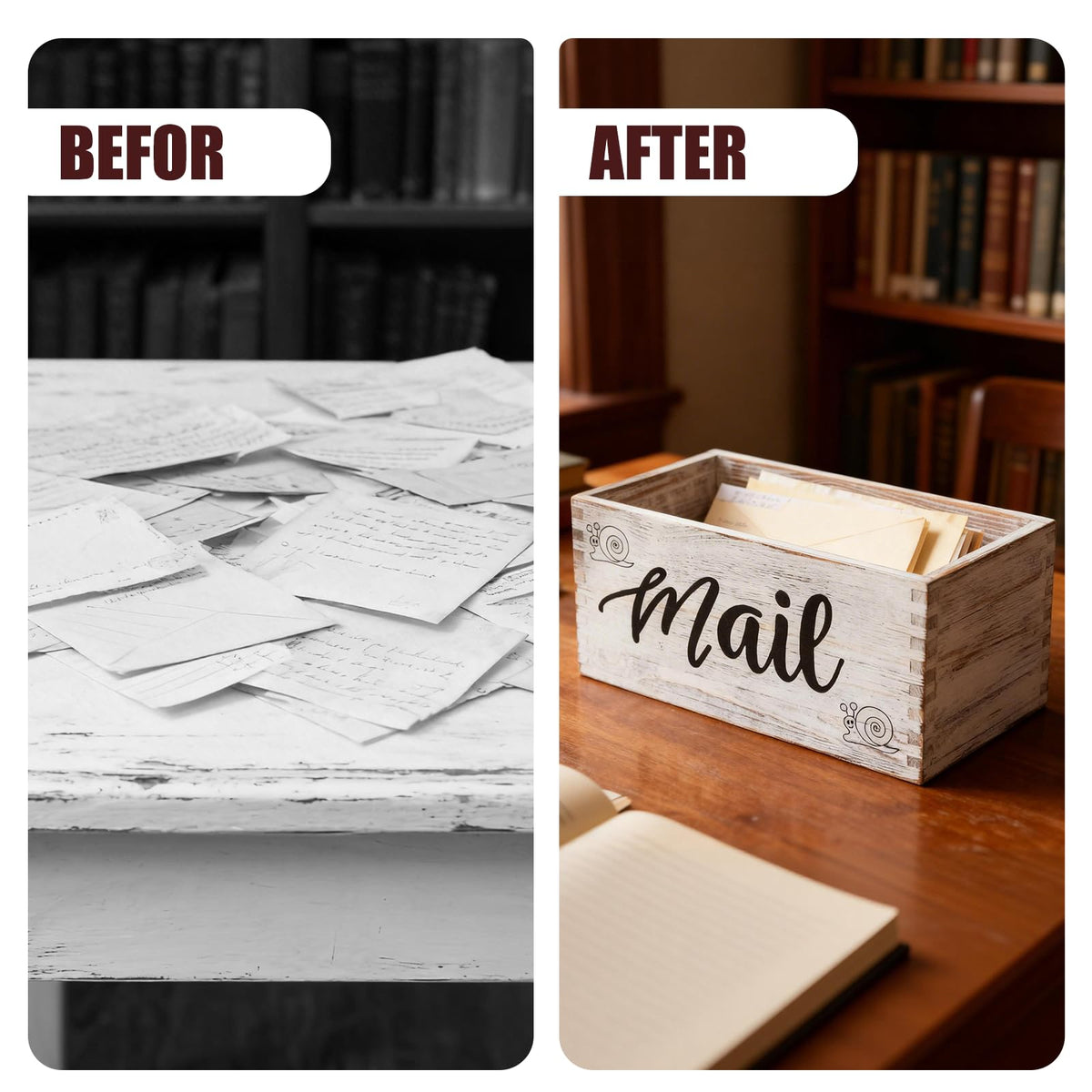 White Mail Holder and Key Organizer H823