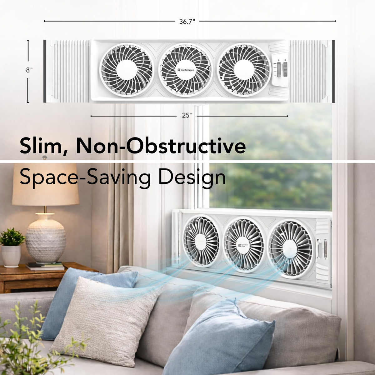 Triple Window Fan with 3-Speeds & Expandable Width D60000