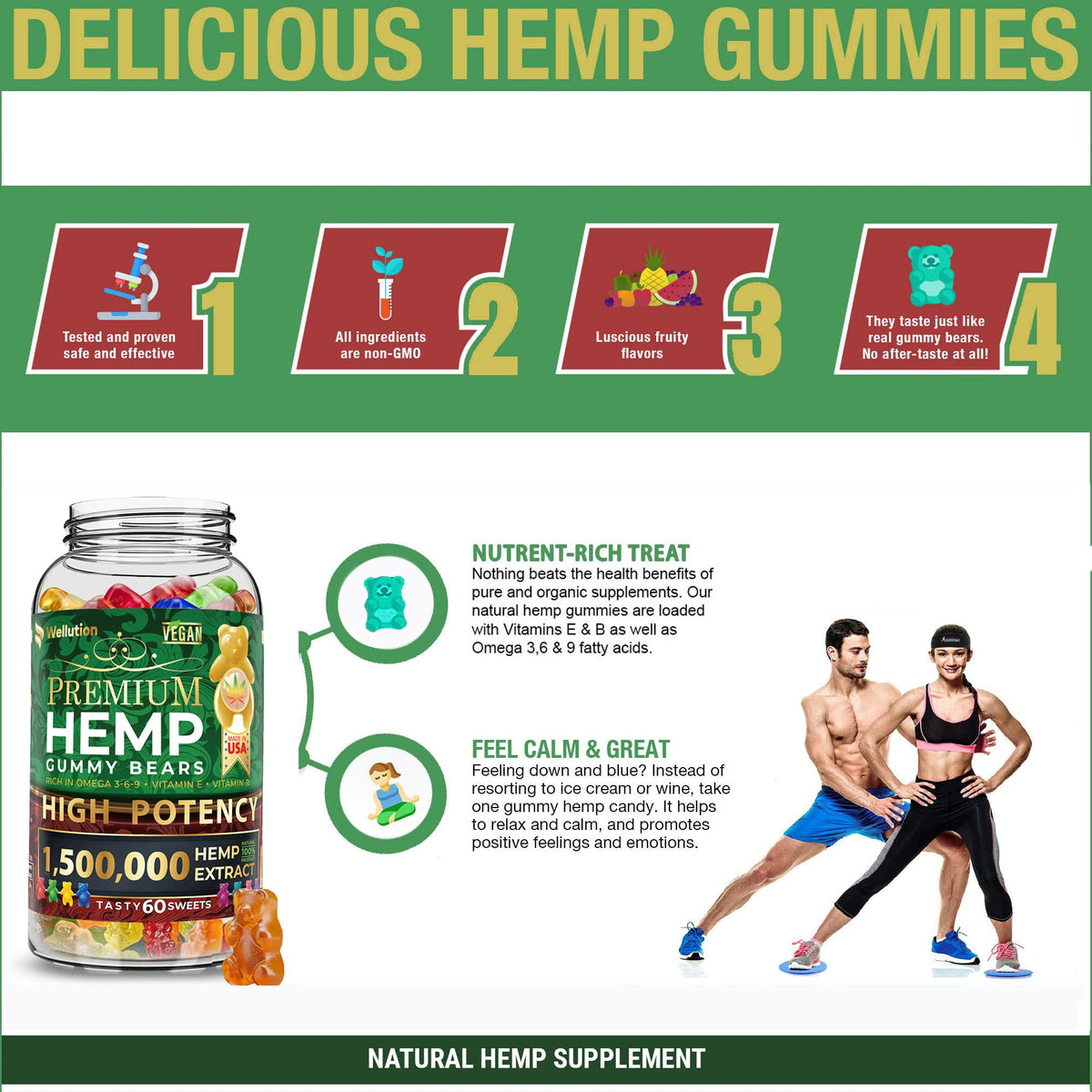 Hemp Gummies 1,500,000 MCG Gluten Free 60ct F77690