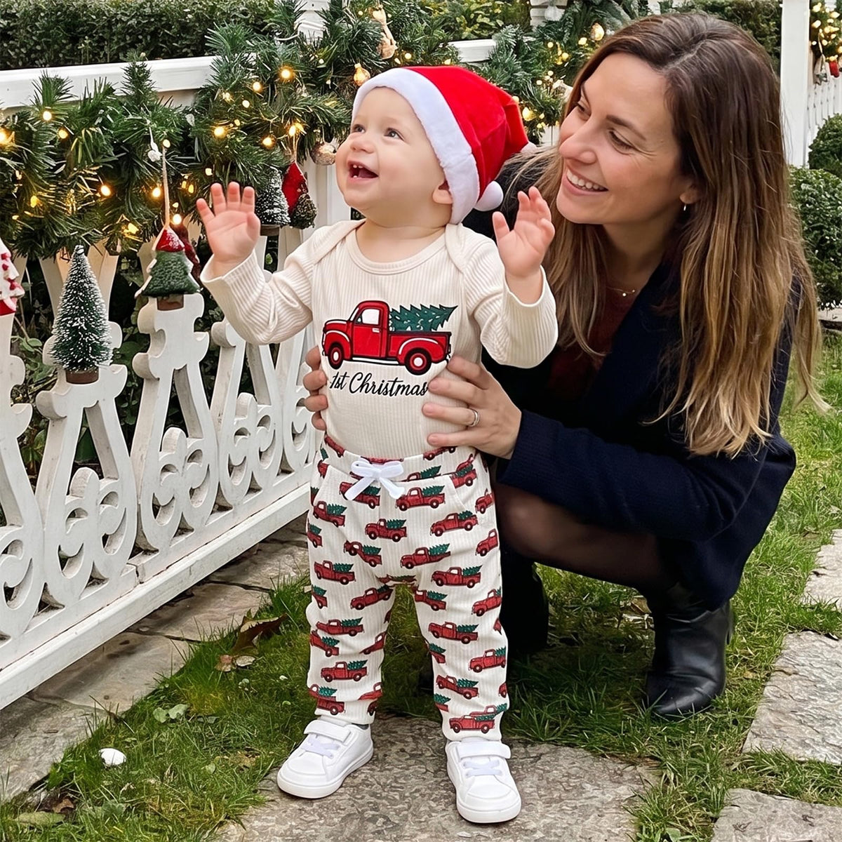 Christmas Baby Boy Outfit Romper Pants Hat U876312