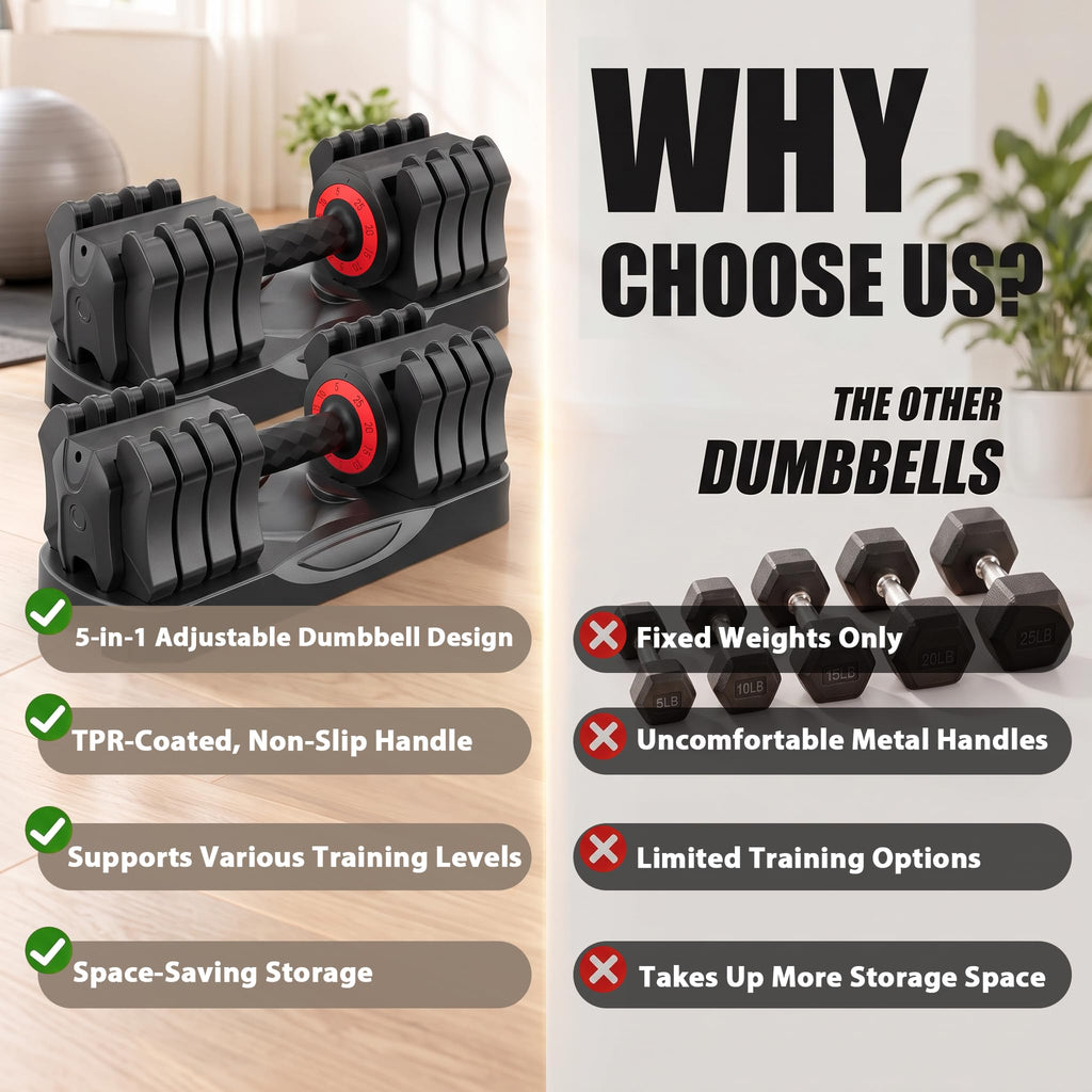25 lb Adjustable Dumbbell Set W763493