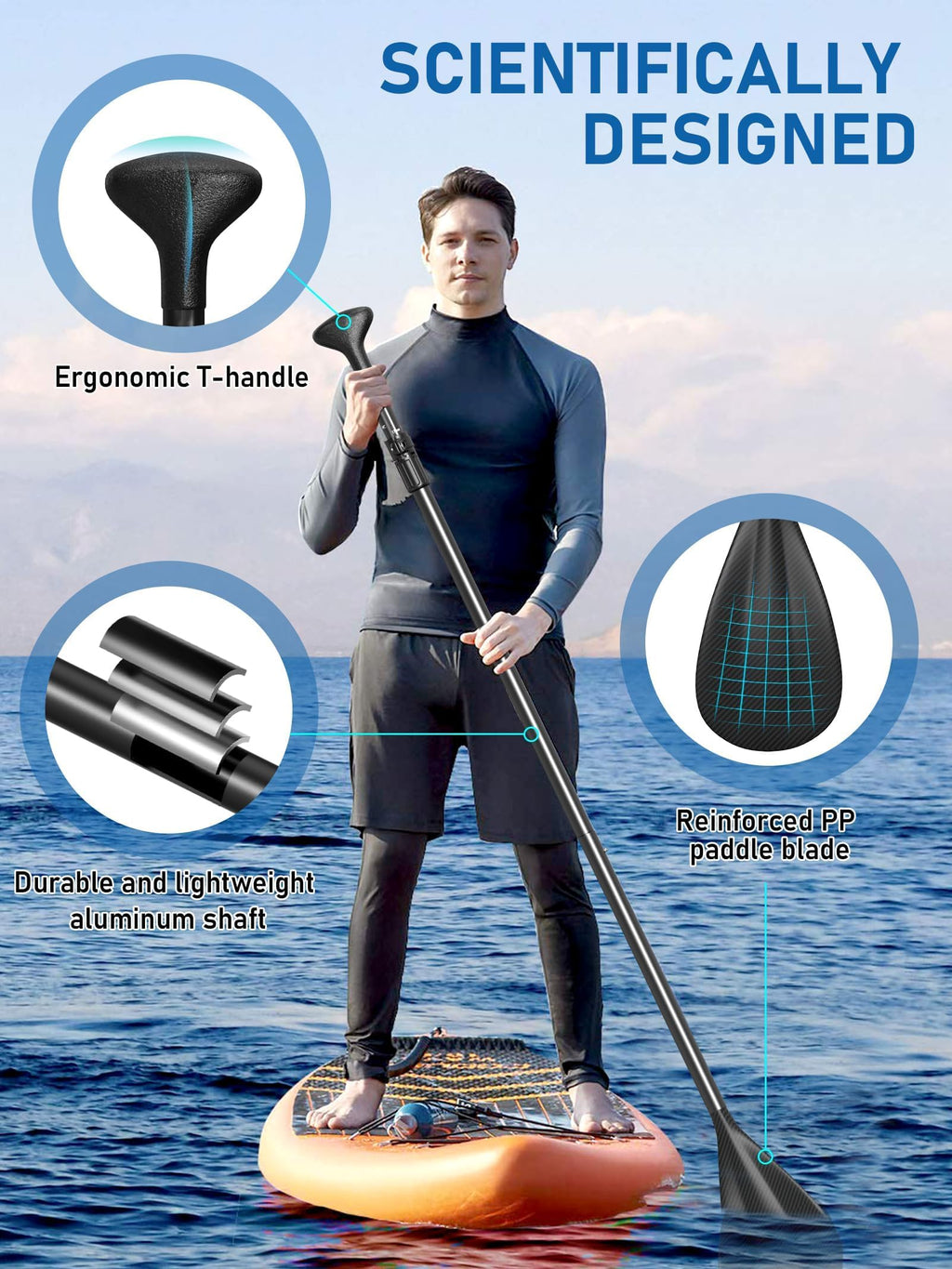 4 Piece Carbon Aluminium Adjustable SUP Paddle 67"-83" A5279