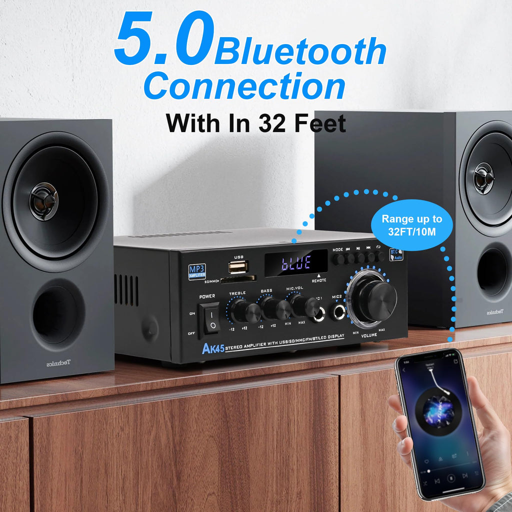 Bluetooth 5.0 Audio Amplifier 400W 2 Channel Stereo Receiver L917