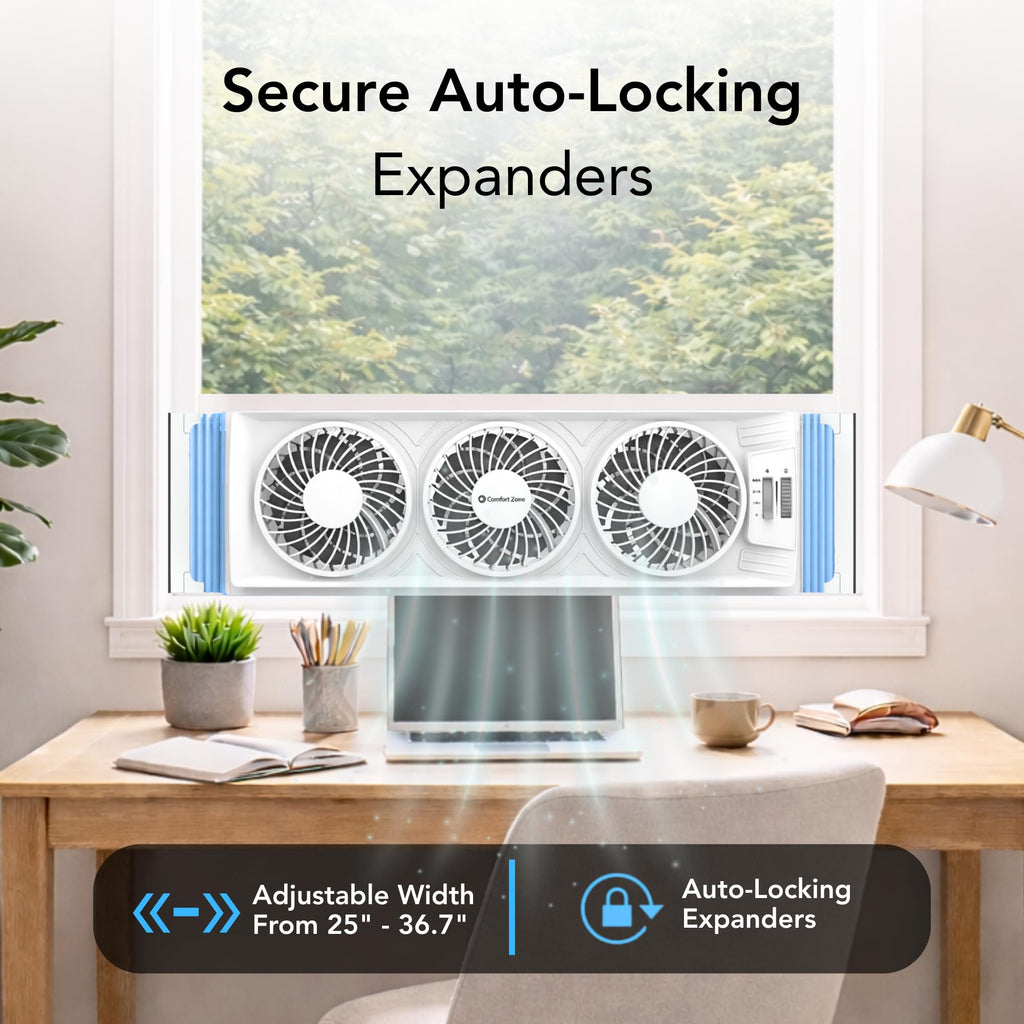 Triple Window Fan with 3-Speeds & Expandable Width D60000