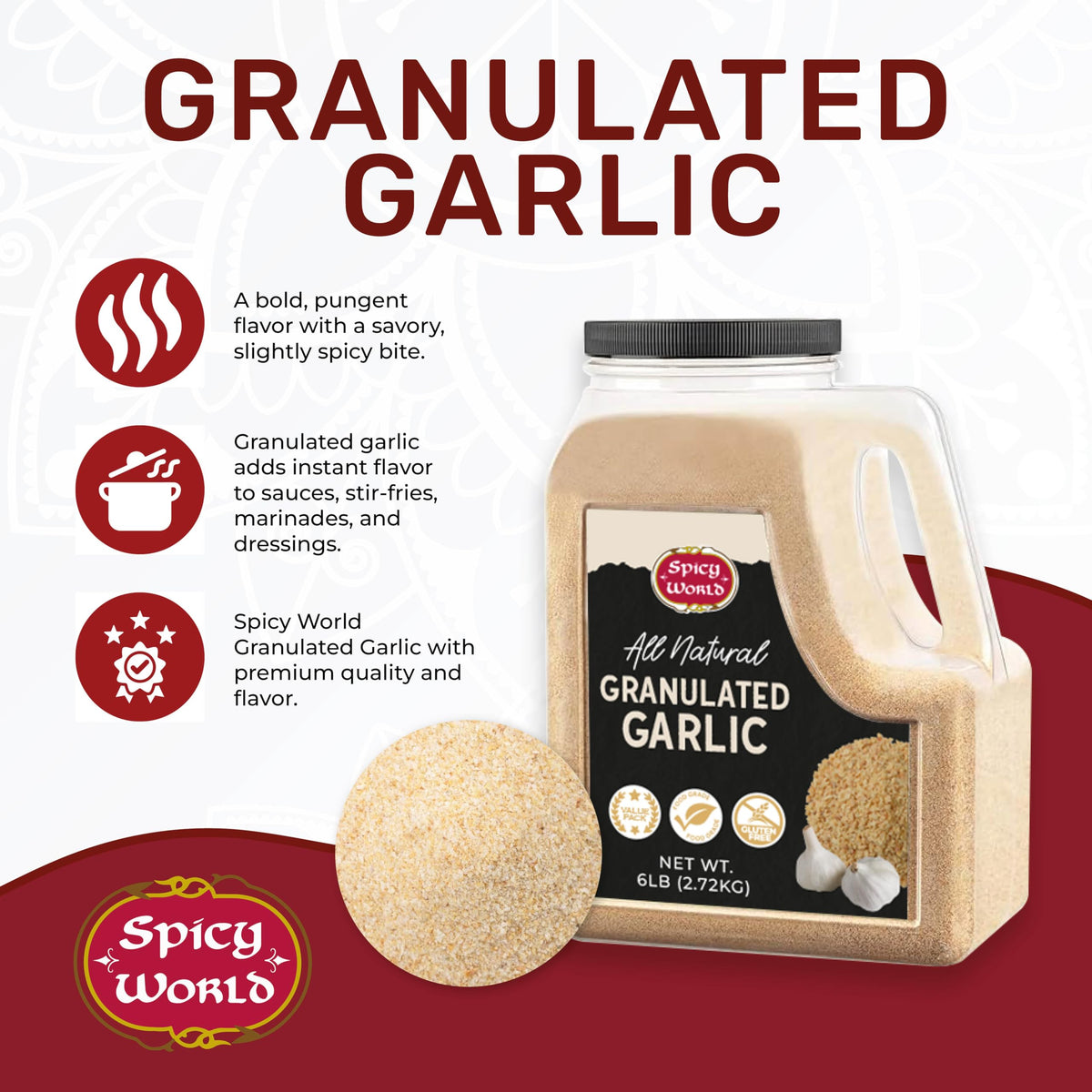 Granulated Garlic 6 LB Jar Gluten Free Non-GMO R527