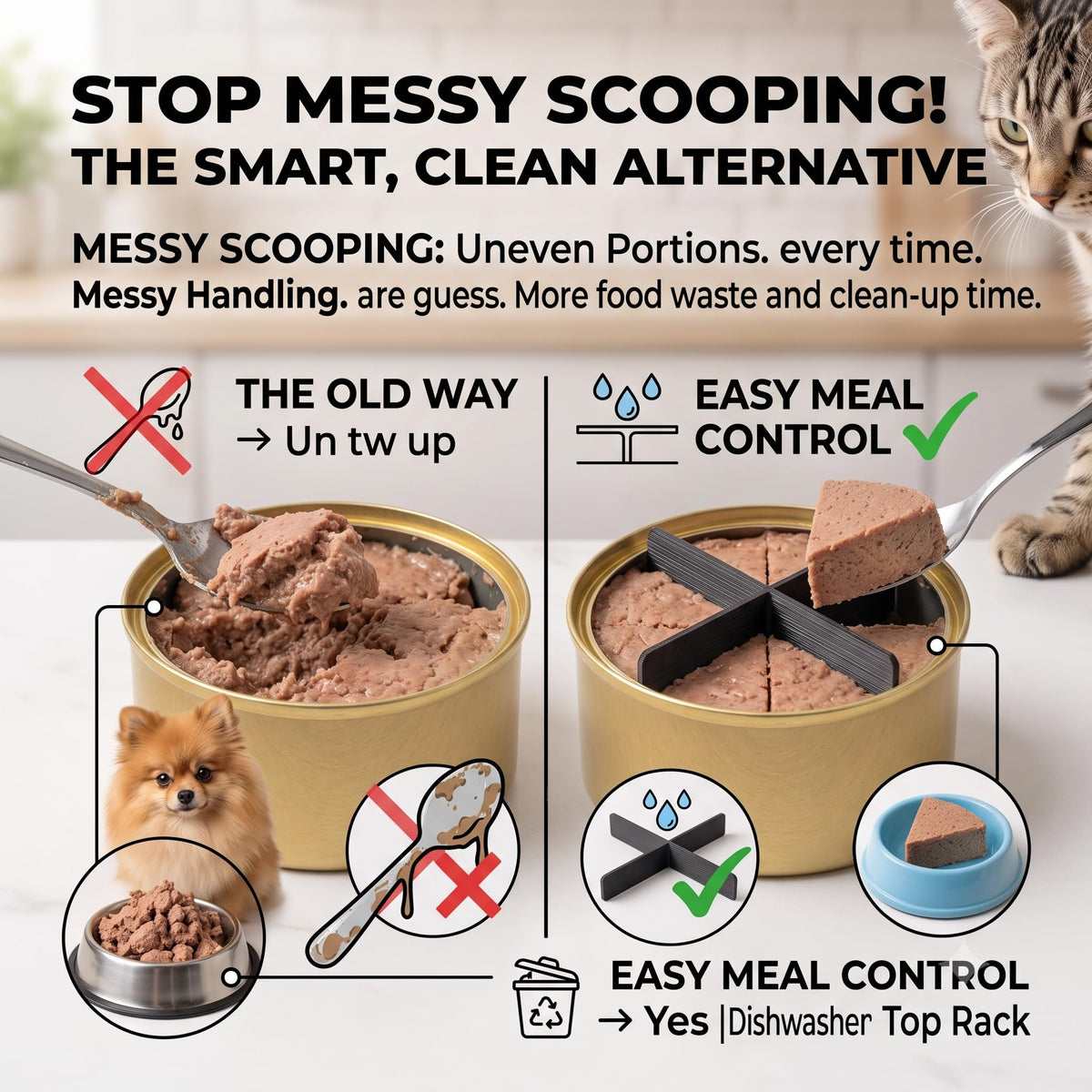 Black 2 Pack Pet Food Can Divider I349
