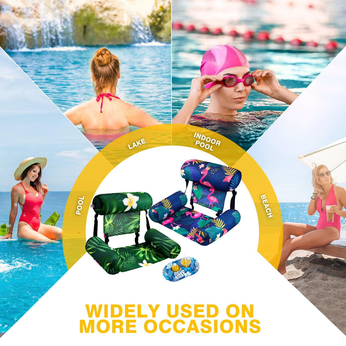 2 Pack Inflatable Pool Float Chair with Cup Holders J29599
