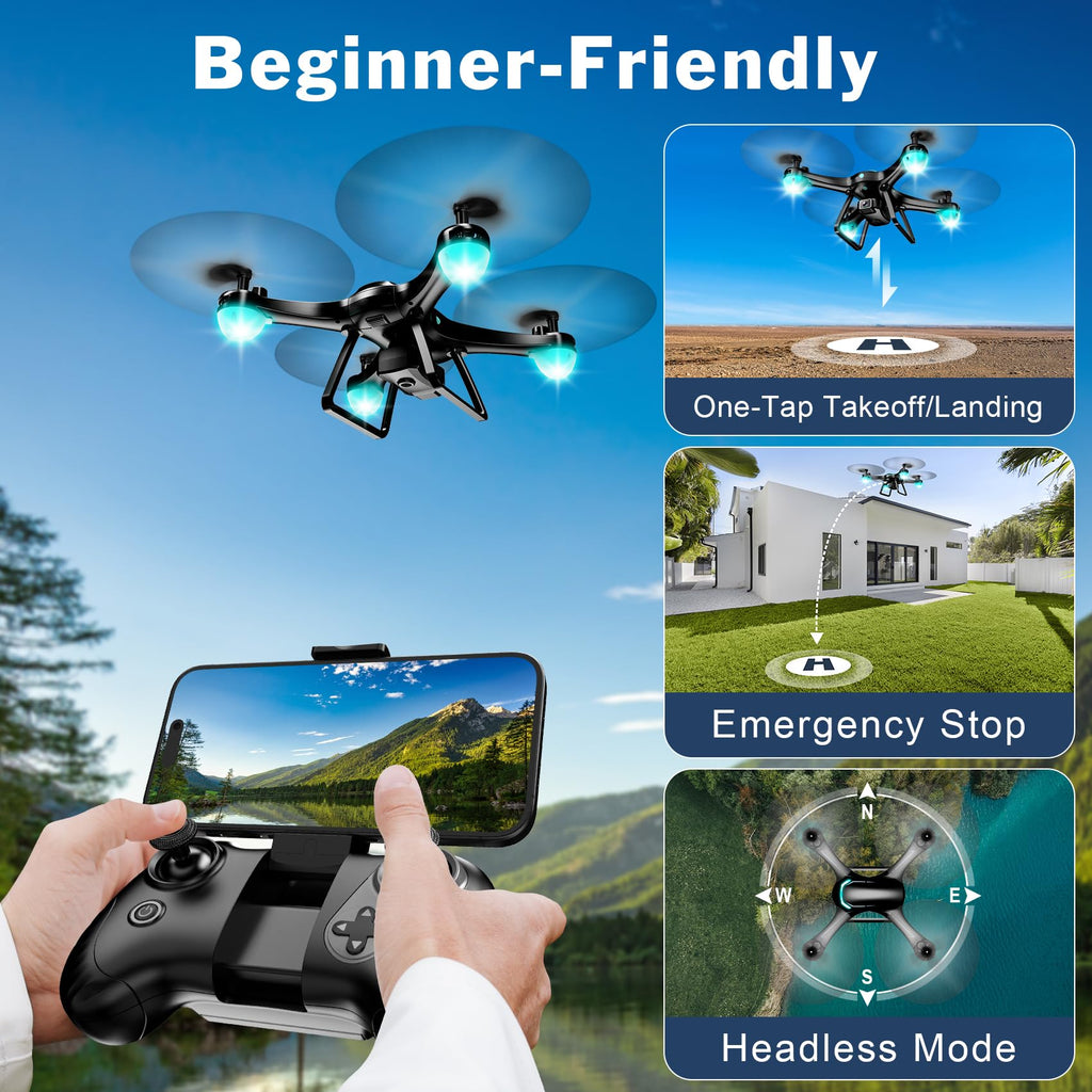 Black 1080P Camera Drone with 2 Batteries O5239