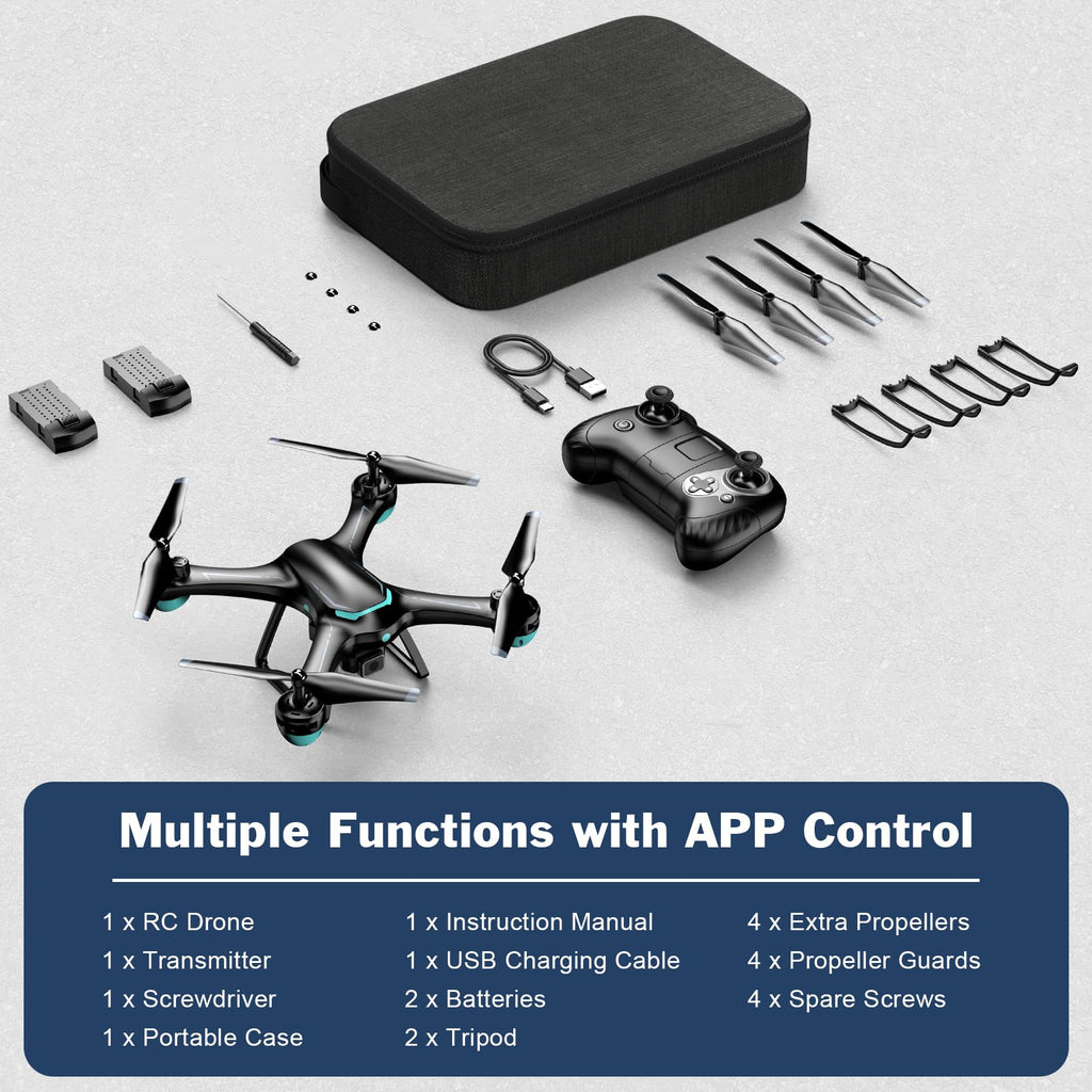 Black 1080P Camera Drone with 2 Batteries O5239