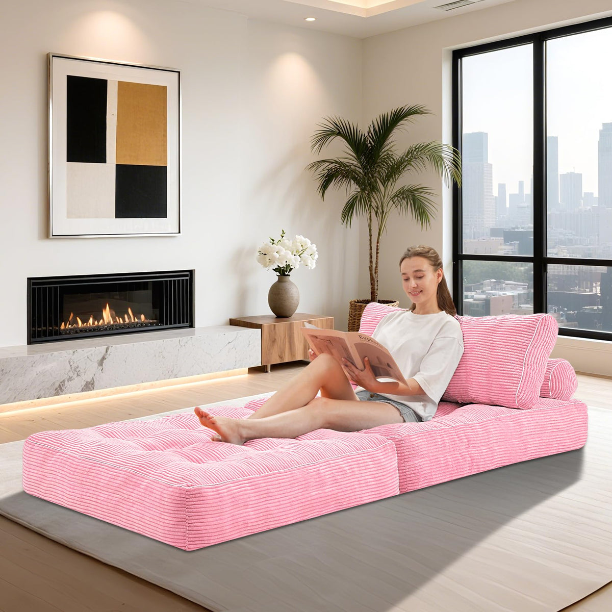 Folding Sofa Bed Convertible Sleeper Chair Bed with Pillow K1597