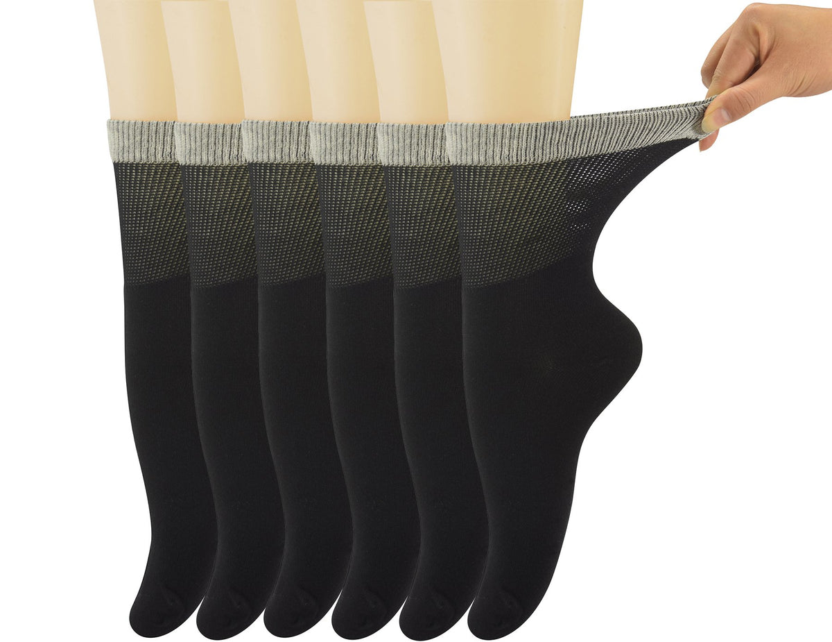 Womens Diabetic Crew Socks Seamless Toe 6 Pairs Q9904