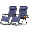 Zero Gravity Chair with Cup Holder Pillows Set of 2 Blue Z462