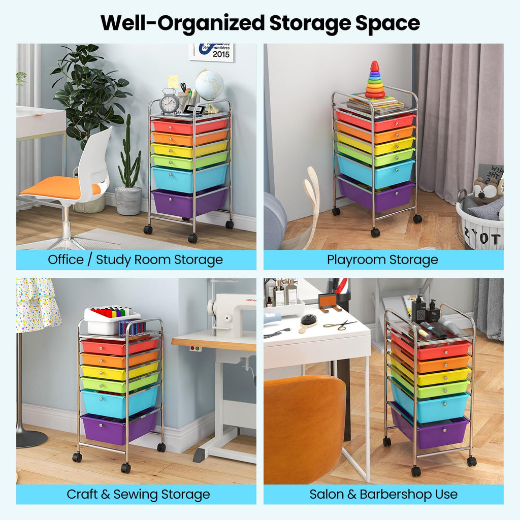 6 Drawer Rolling Storage Cart H2264
