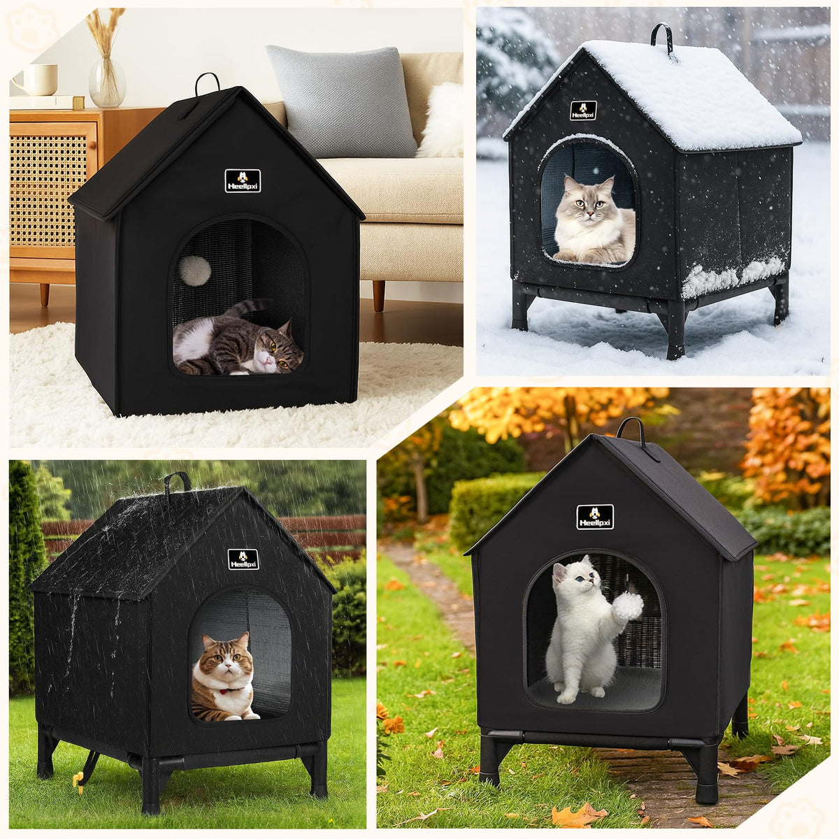 Outdoor Insulated Cat House with Removable Mat X6507