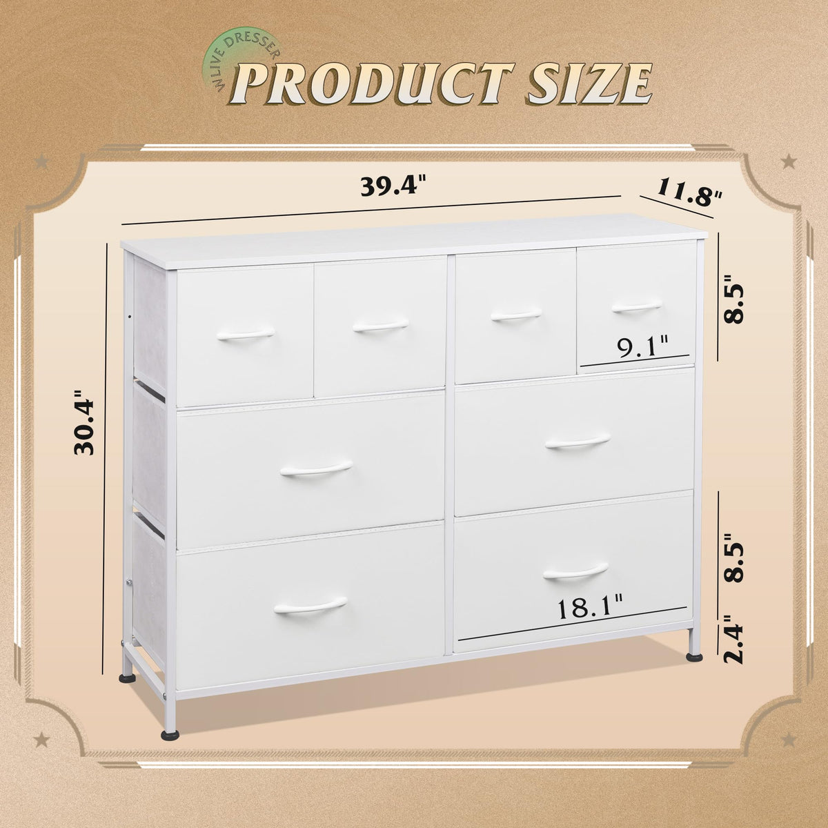 White 8 Drawer Dresser G823972