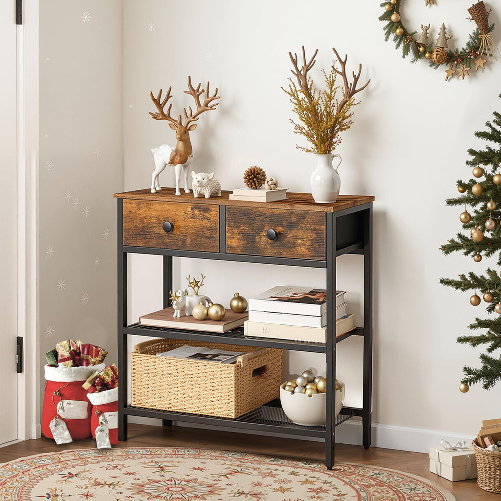 29.5" Narrow Console Table with 2 Fabric Drawers T724