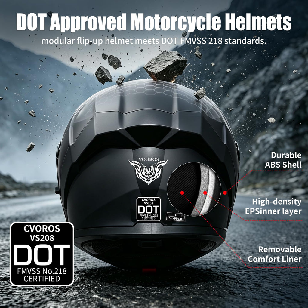 Flip Up Modular Motorcycle Helmet Dual Visor B4860