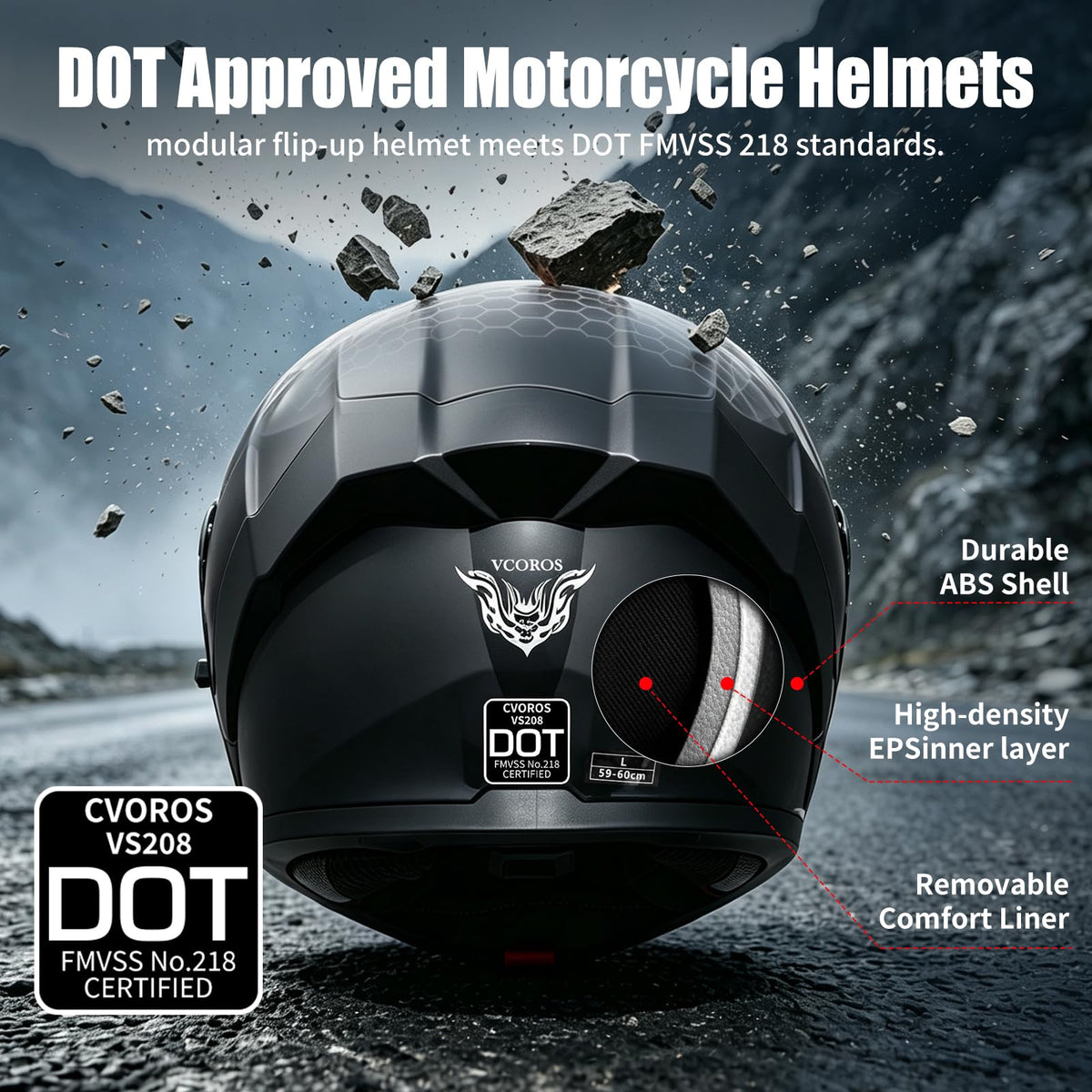 Flip Up Modular Motorcycle Helmet Dual Visor B4860