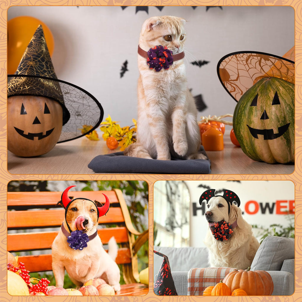 80 Pcs Halloween Dog Collar Flowers Bulk F467