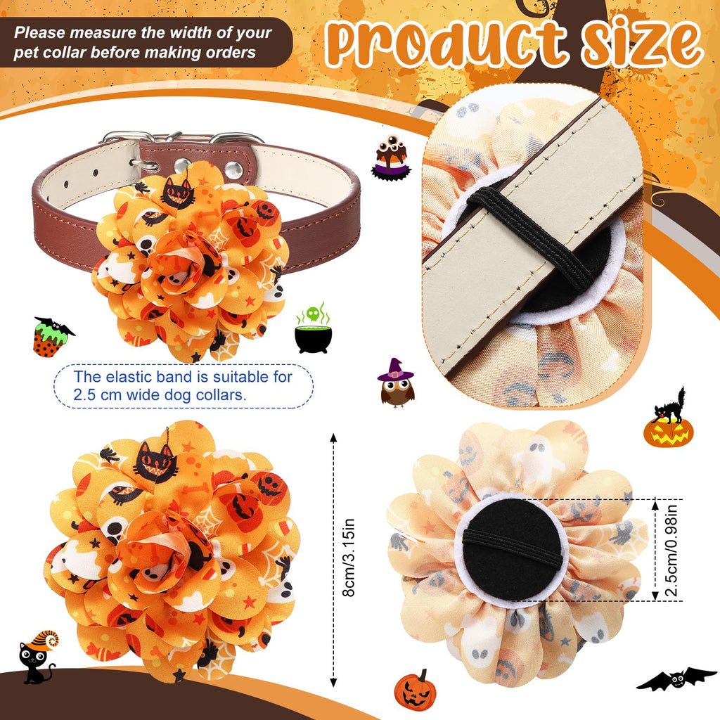 80 Pcs Halloween Dog Collar Flowers Bulk F467