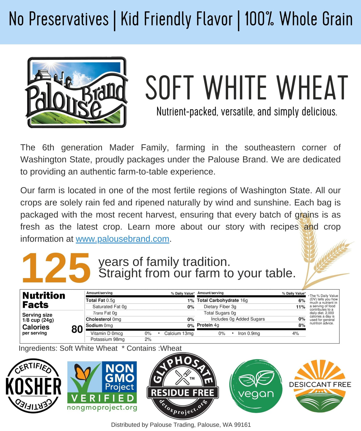 Soft White Wheat Berries 25 LBS Bulk Sproutable Non-GMO Kosher X30135