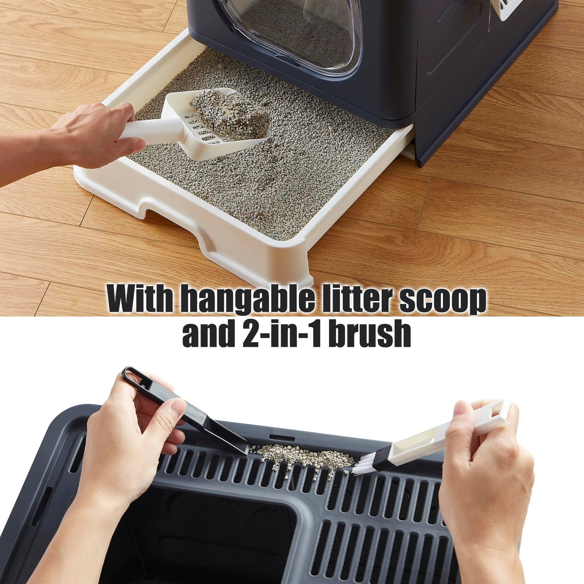 Enclosed Cat Litter Box with Lid and Scoop V828352