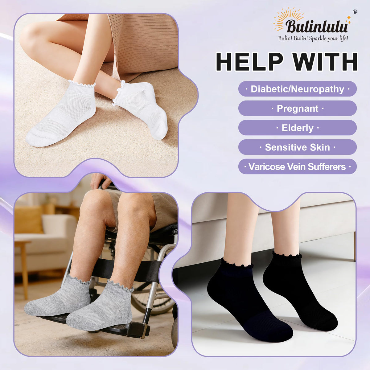 6 Pairs Low Cut Non Binding Ankle Socks O6510