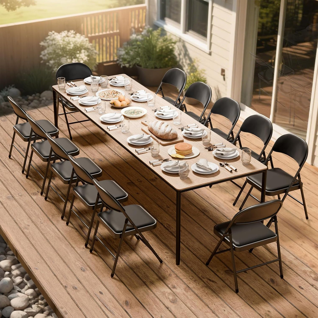 Black Folding Chairs with Padded Cushion, 10 Pack O4514