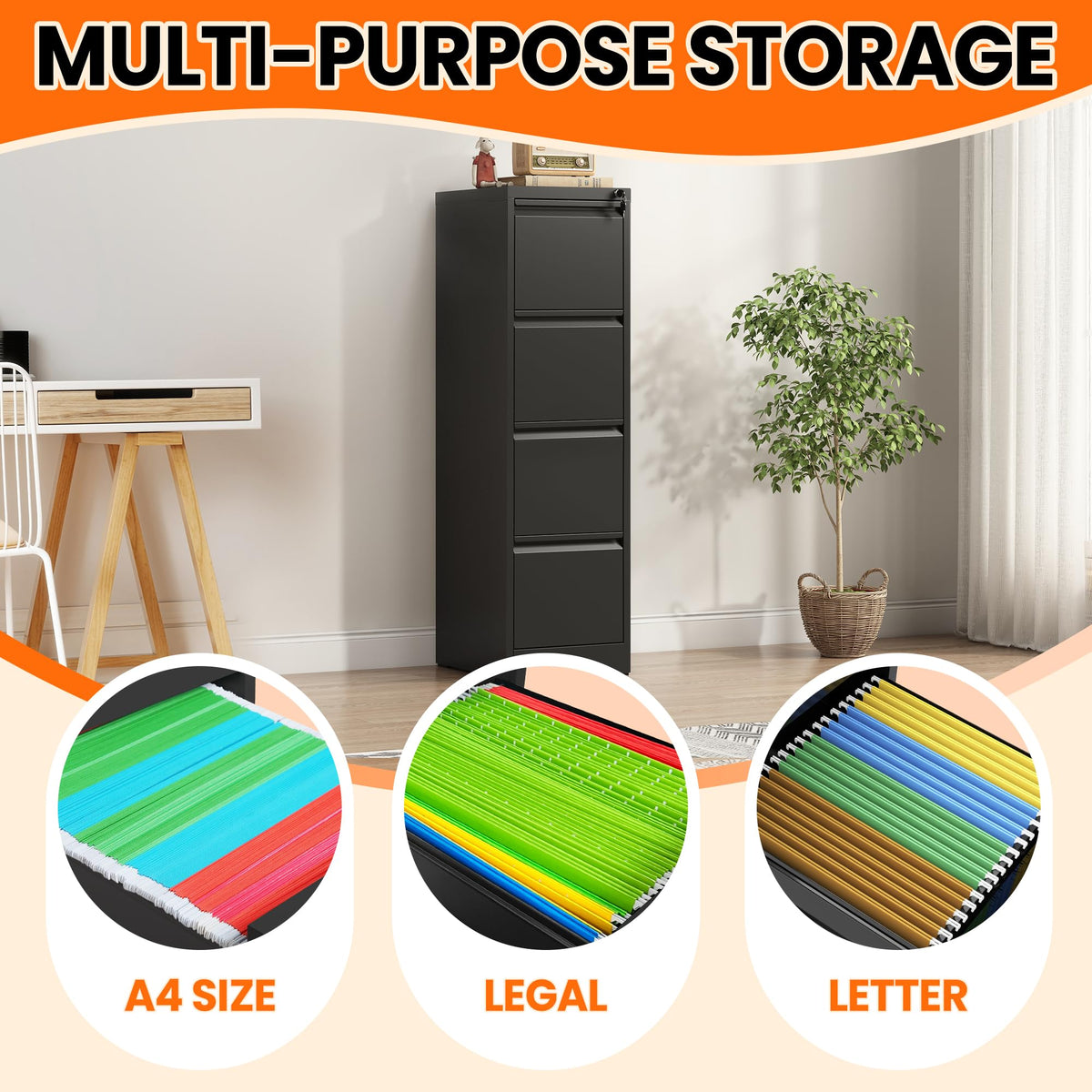 4 Drawer File Cabinet with Lock S5867