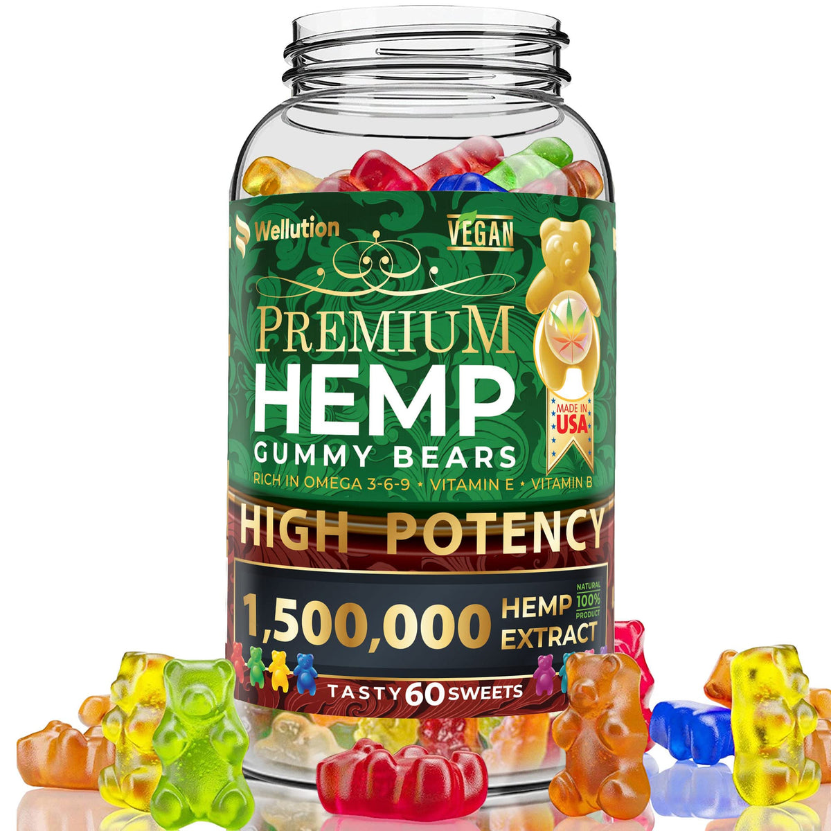 Hemp Gummies 1,500,000 MCG Gluten Free 60ct F77690