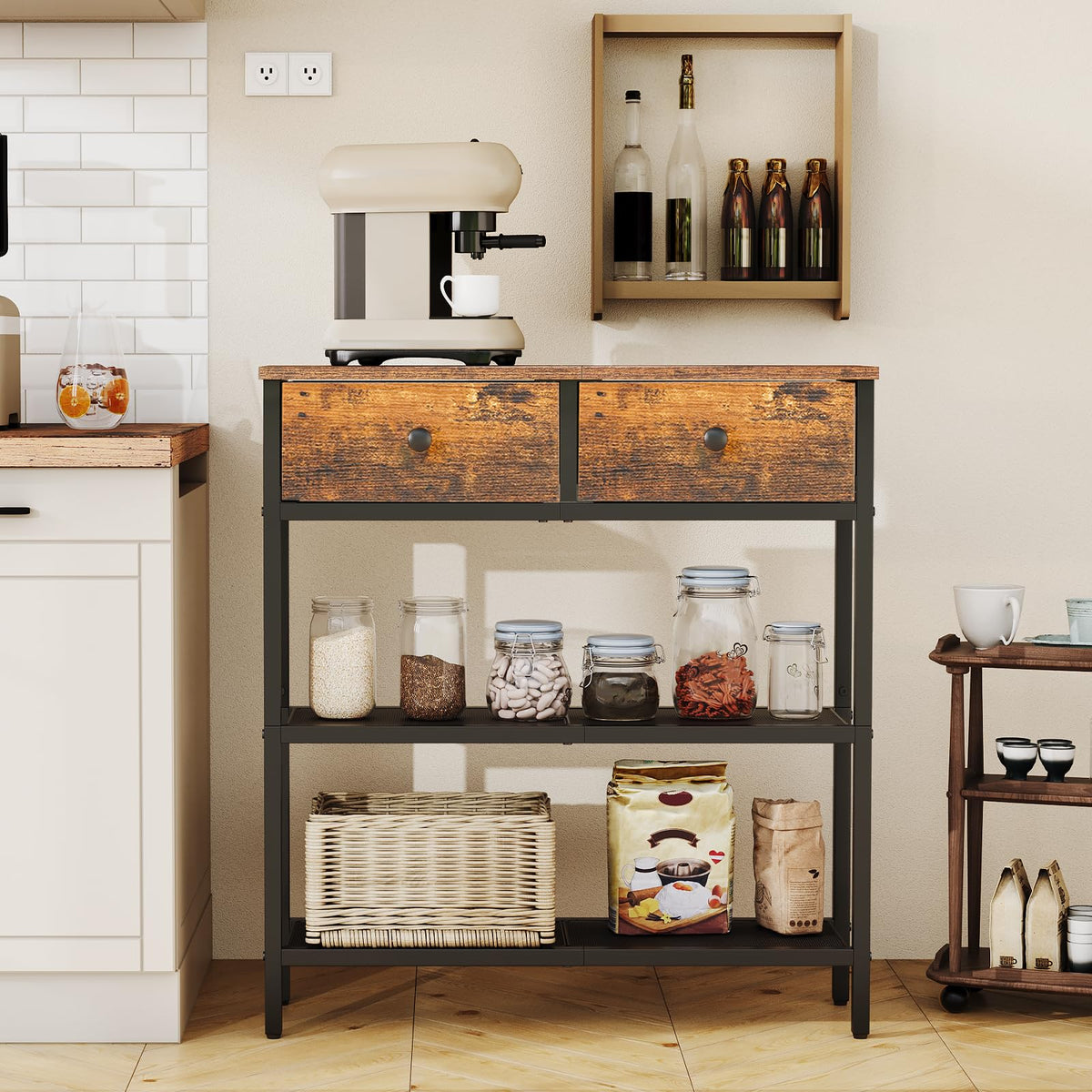 29.5" Narrow Console Table with 2 Fabric Drawers T724