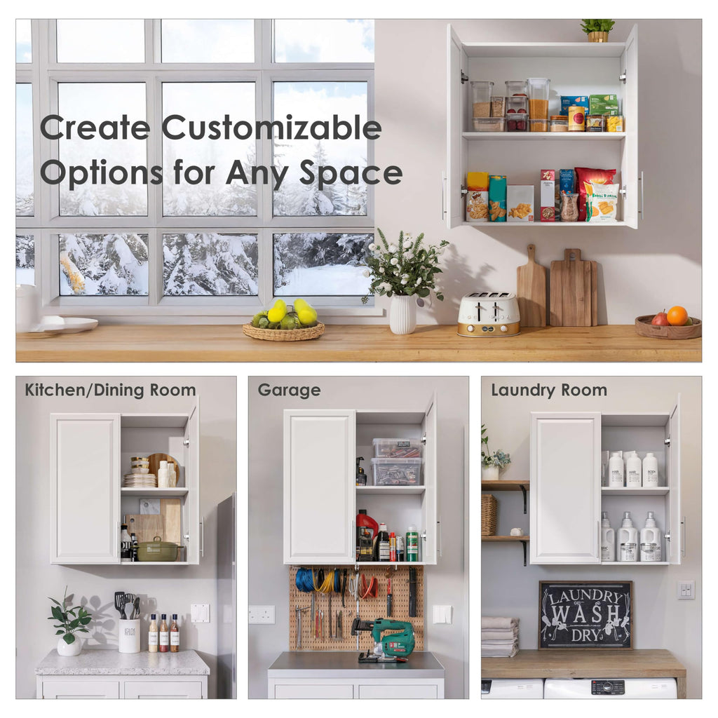 White Wall Cabinet with Adjustable Shelves Y9846