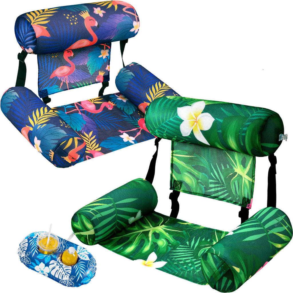 2 Pack Inflatable Pool Float Chair with Cup Holders J29599